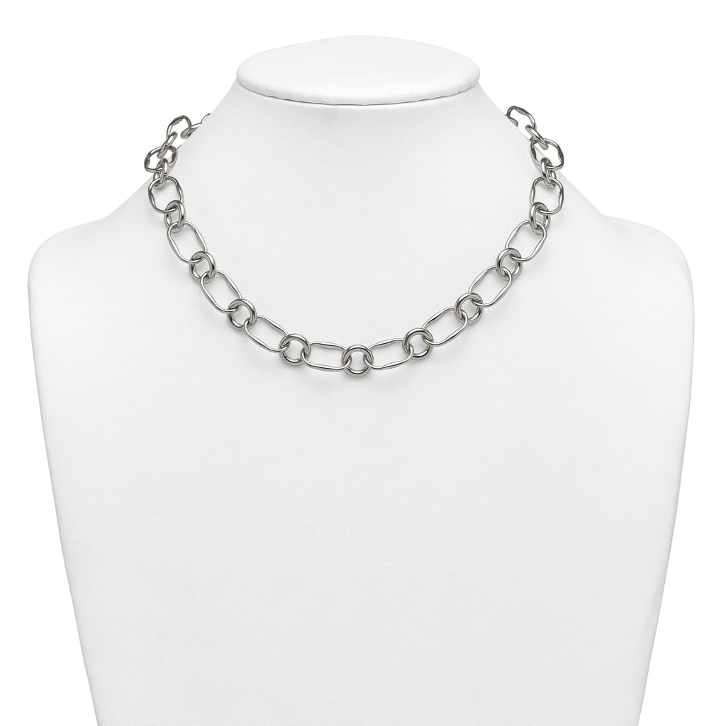 Polished Stainless Steel Open Link Chain Necklace 12.6mm