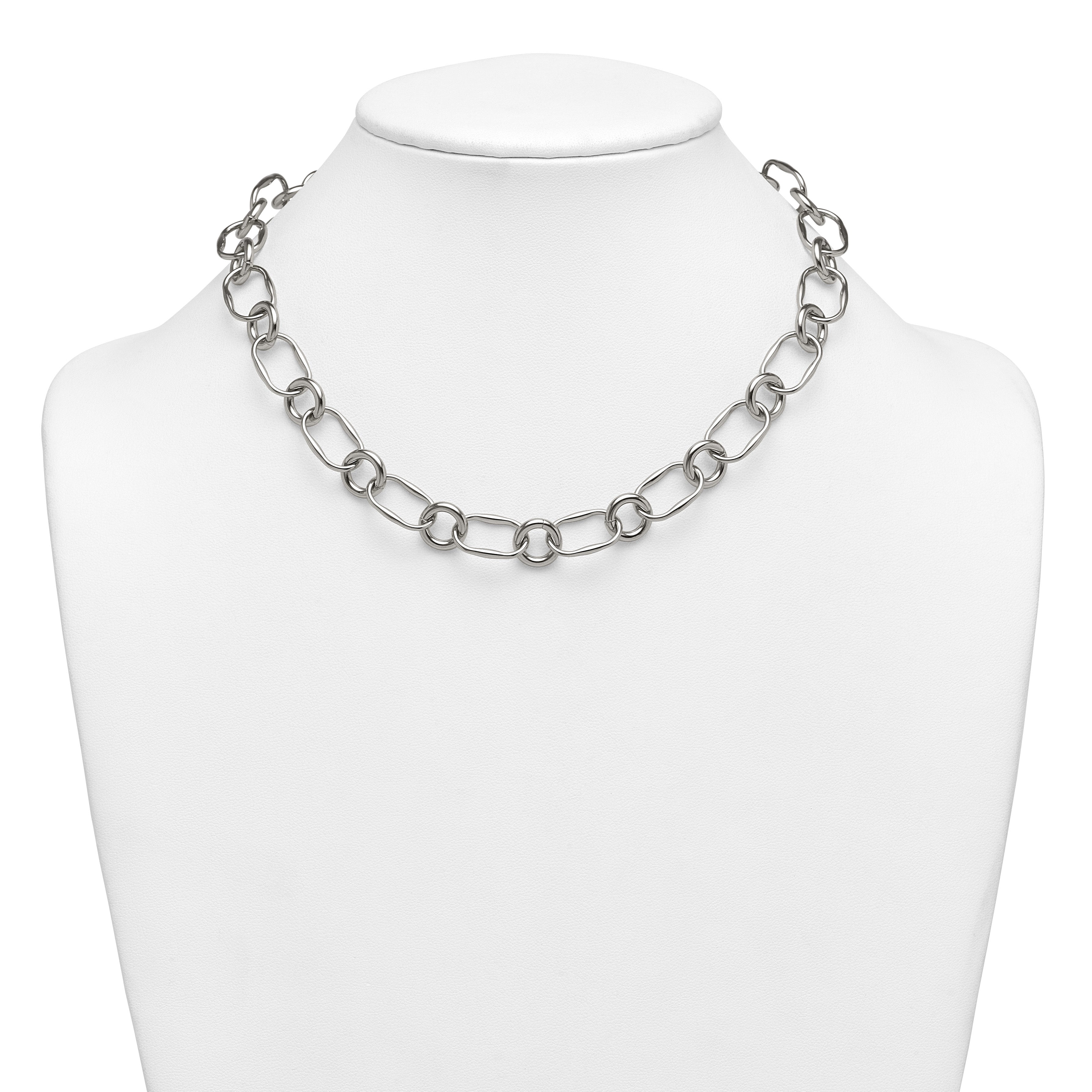 Polished Stainless Steel Open Link Chain Necklace 12.6mm