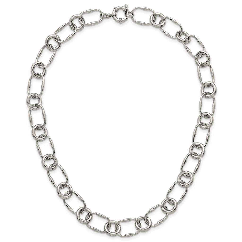 Polished Stainless Steel Open Link Chain Necklace 12.6mm