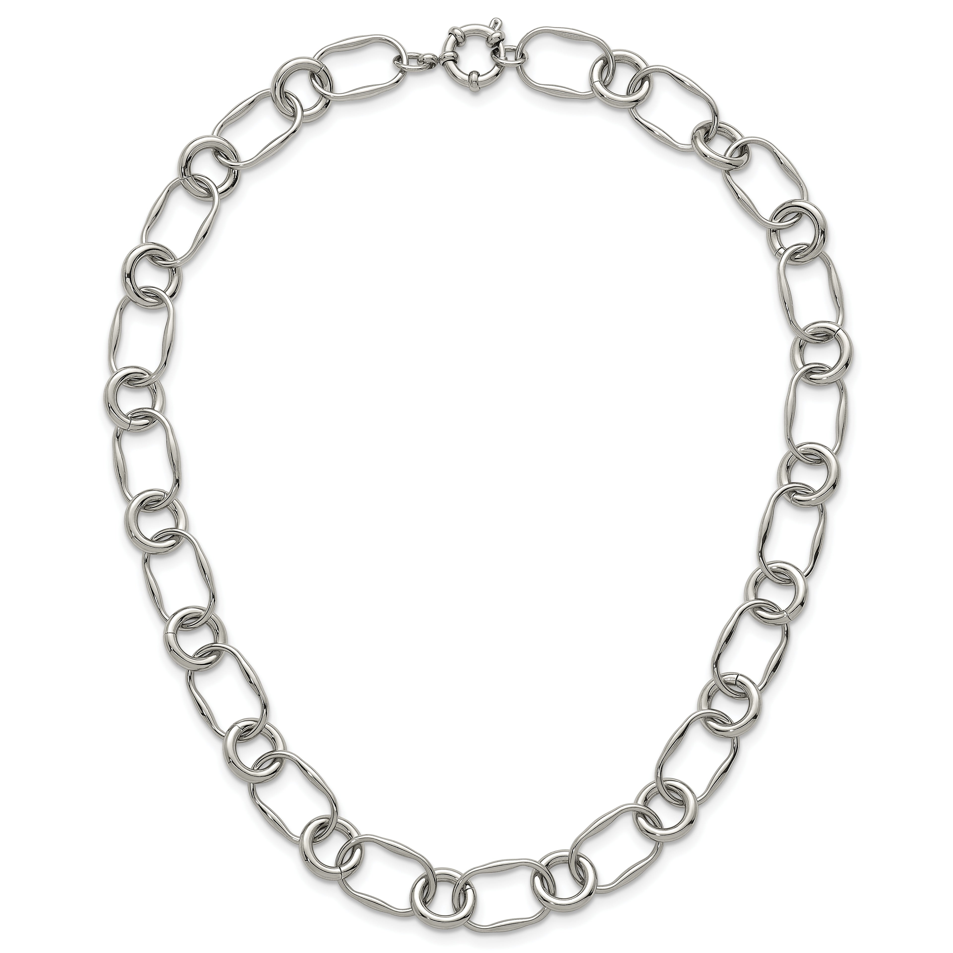 Polished Stainless Steel Open Link Chain Necklace 12.6mm
