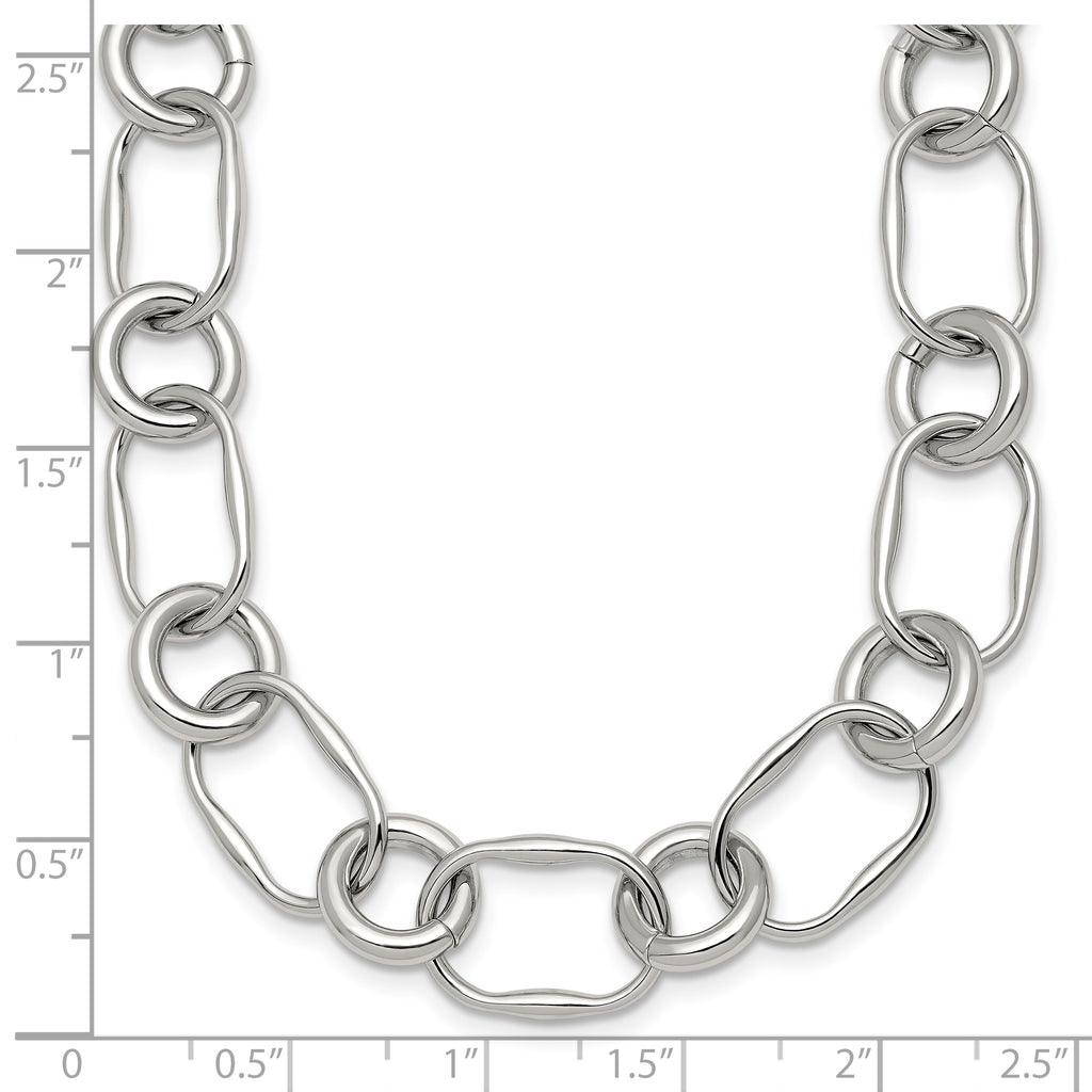Polished Stainless Steel Open Link Chain Necklace 12.6mm