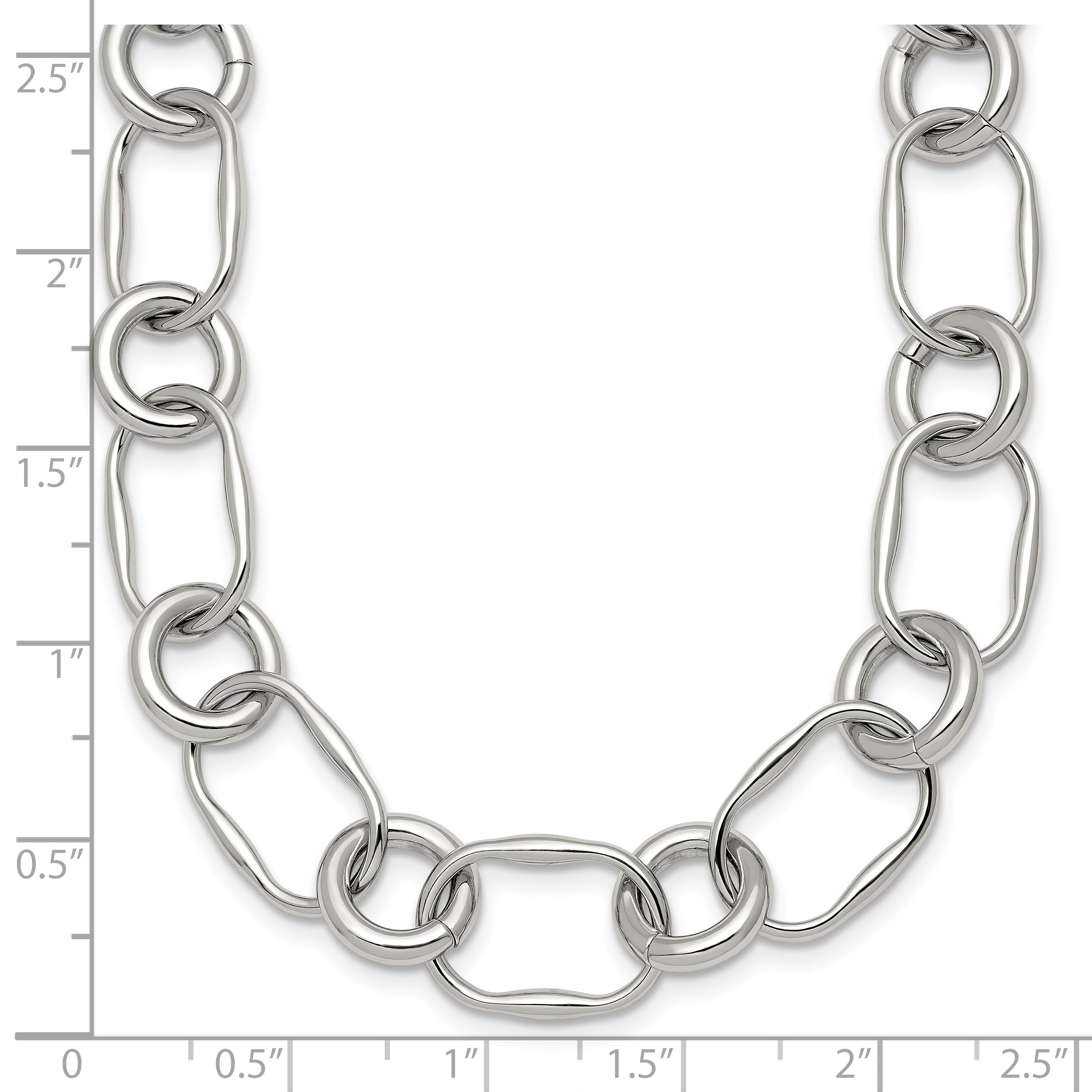 Polished Stainless Steel Open Link Chain Necklace 12.6mm