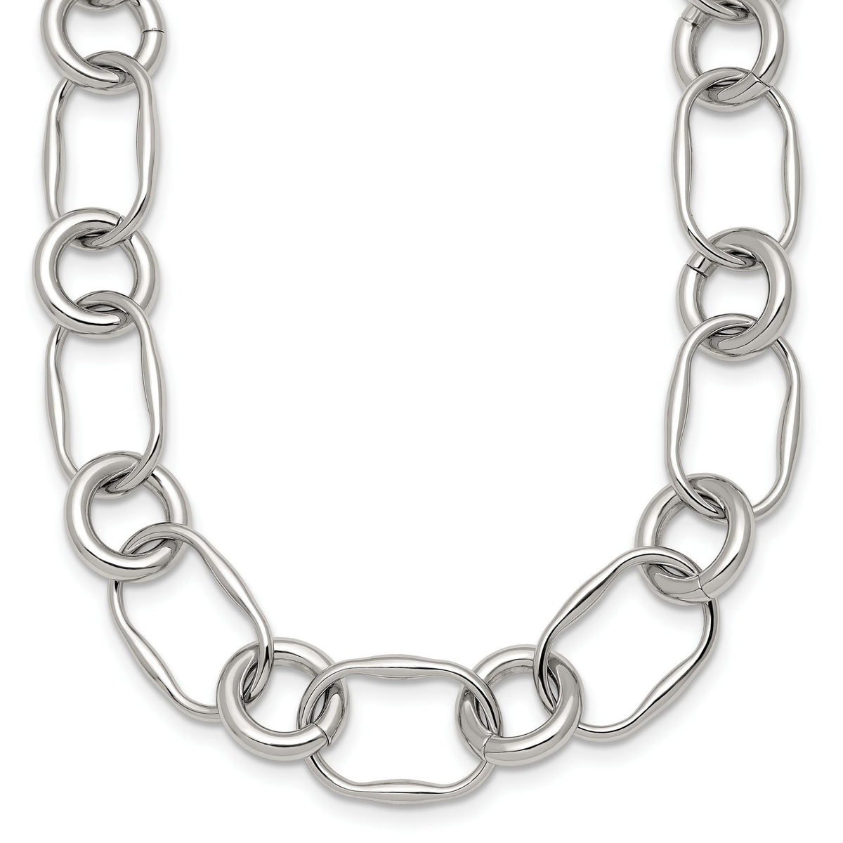 Open Link Chain Necklace in Stainless Steel, 12.6mm, 17.5 Inch - Sophia Jewelers Main image