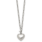 Polished Heart Stainless Steel Open Link Chain Necklace 4.6mm