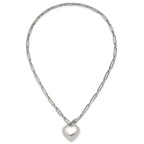 Polished Heart Stainless Steel Open Link Chain Necklace 4.6mm