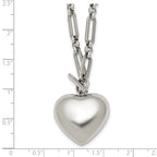 Polished Heart Stainless Steel Open Link Chain Necklace 4.6mm