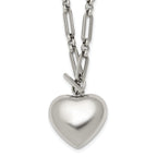 Polished Heart Stainless Steel Open Link Chain Necklace 4.6mm