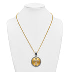 Gold-Tone Polished Crystal Cross Stainless Steel Necklace 3.15mm