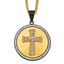 Gold-Tone Polished Crystal Cross Stainless Steel Necklace 3.15mm