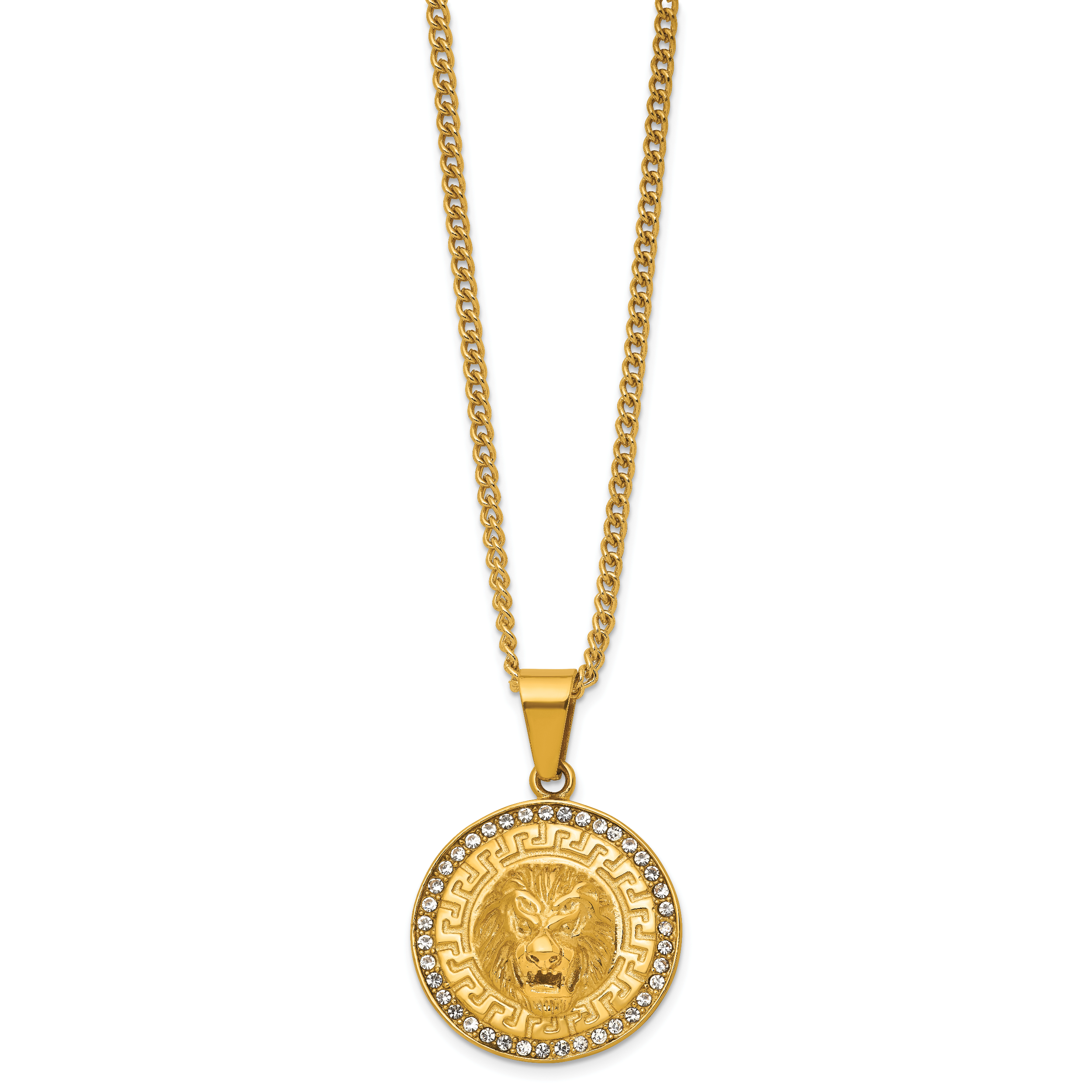Gold-Tone Polished Crystal Lion Stainless Steel Necklace 2.8mm Secondary image