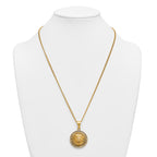 Gold-Tone Polished Crystal Lion Stainless Steel Necklace 2.8mm