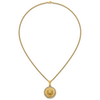 Gold-Tone Polished Crystal Lion Stainless Steel Necklace 2.8mm