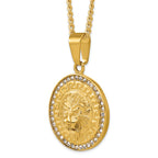 Gold-Tone Polished Crystal Lion Stainless Steel Necklace 2.8mm