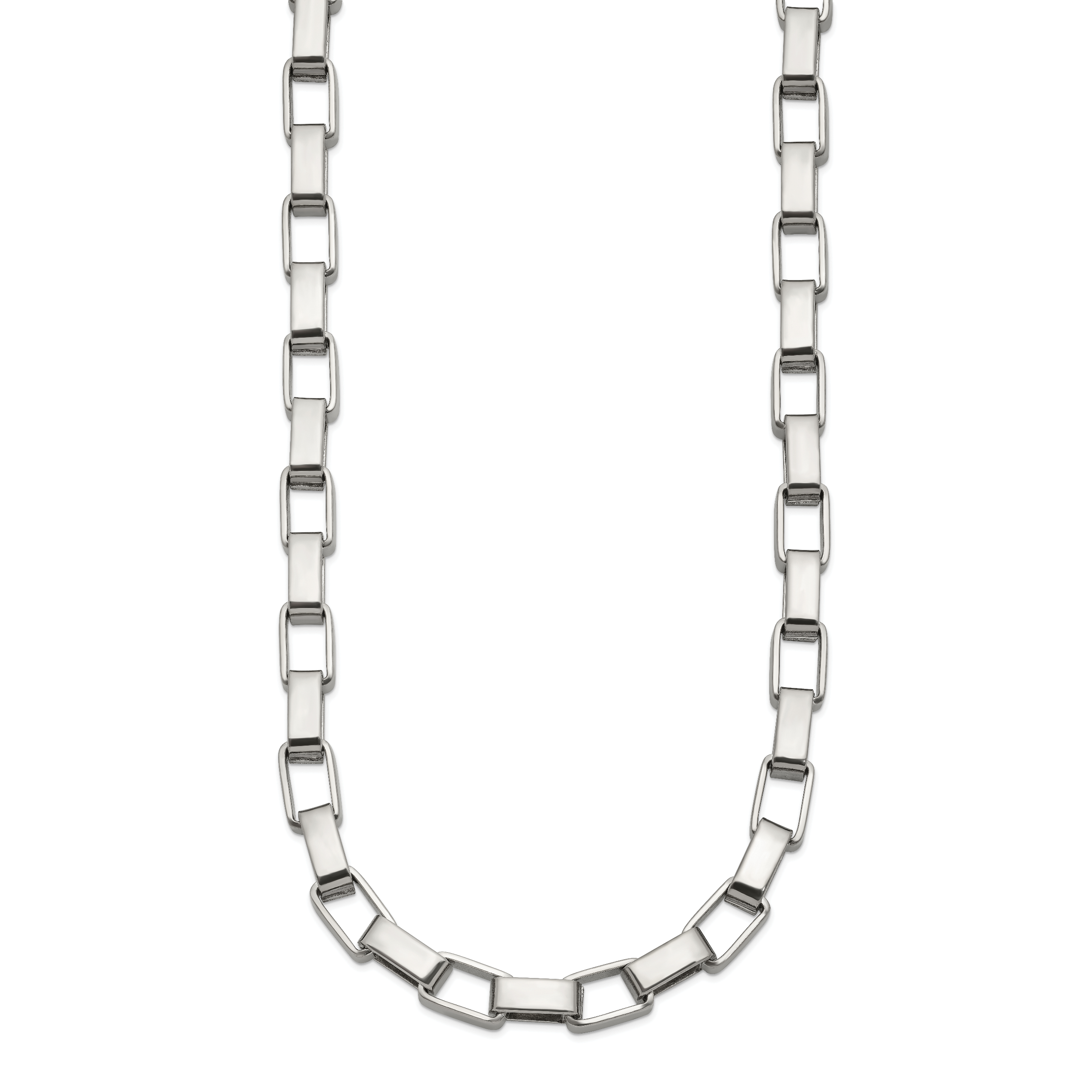 Polished Square Link Necklace in Stainless Steel, 6mm Secondary image