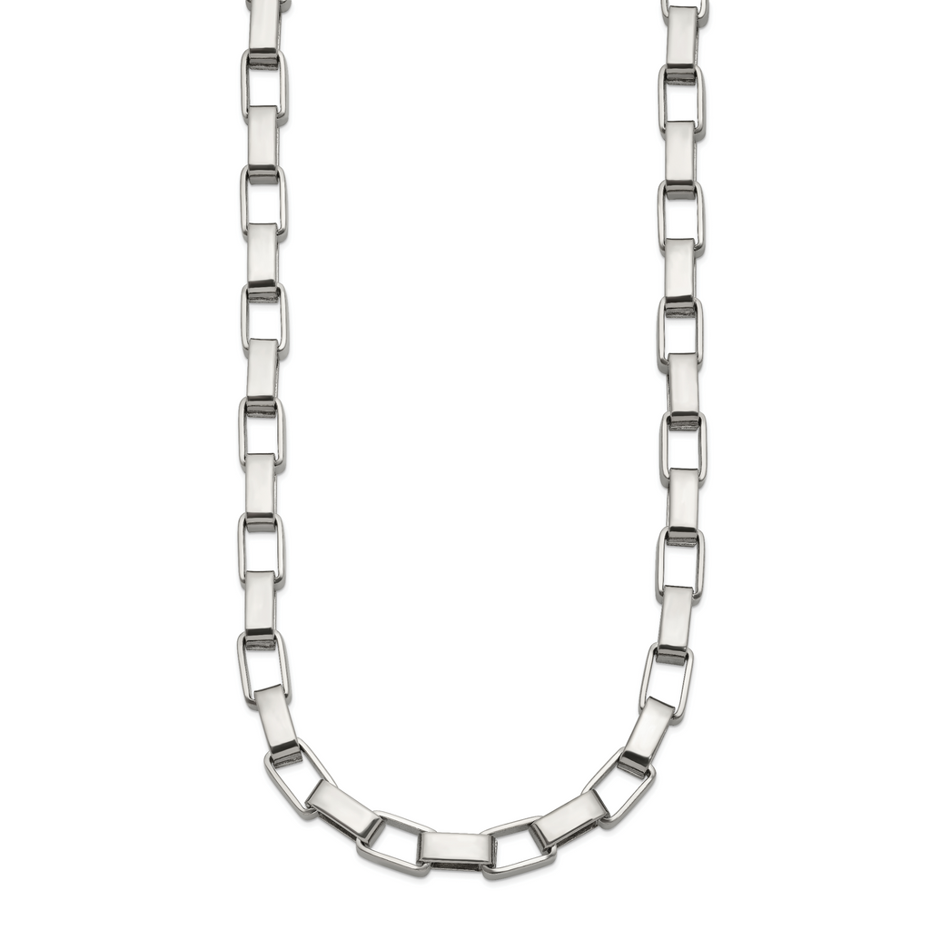 Chisel Stainless Steel Polished 22 inch Square Link Necklace