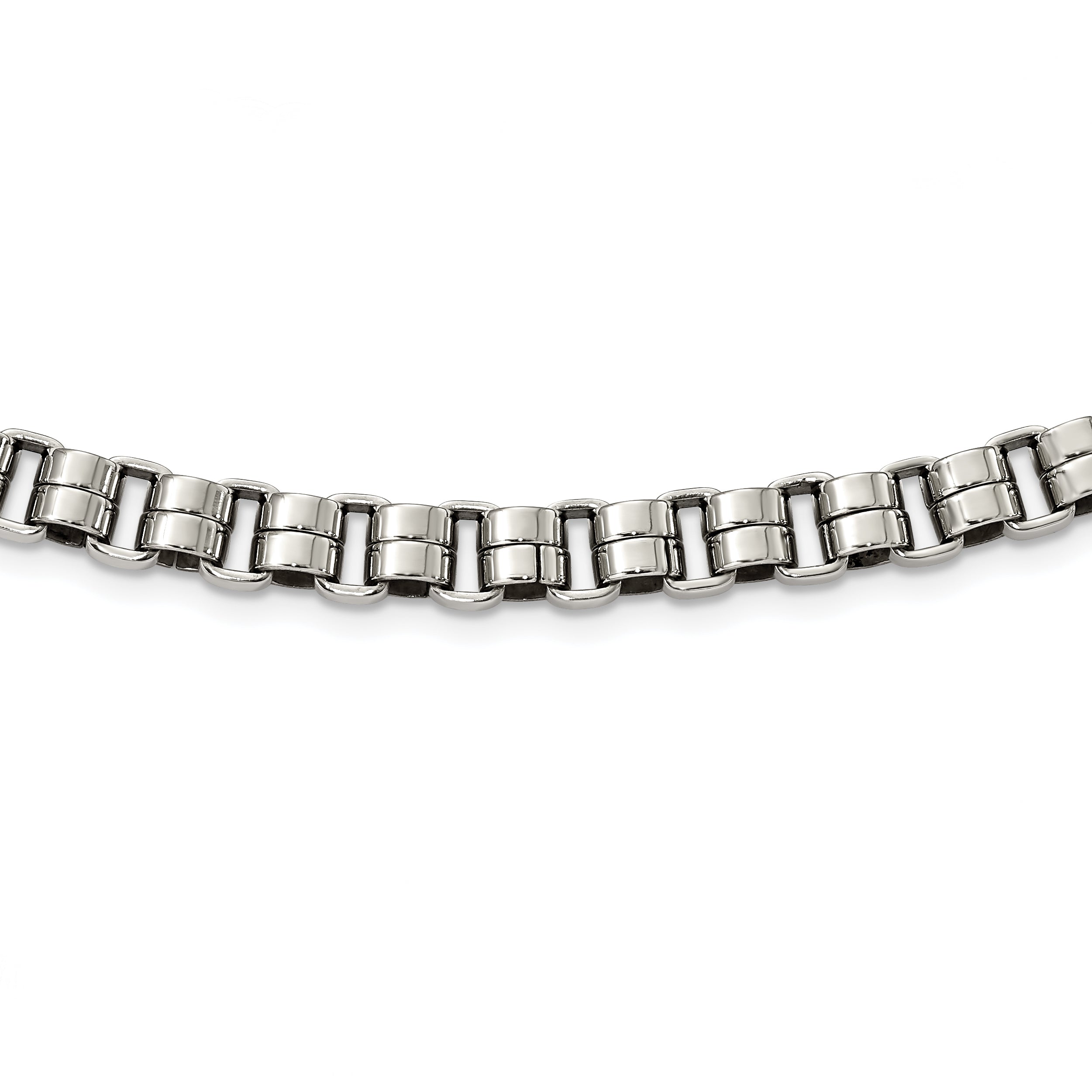 Stainless Steel Polished Rolo Chain Necklace, 24 Inch, 8mm Width, Lobster Clasp