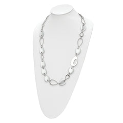 Stainless Steel Polished White Cat's Eye 26in Necklace