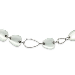 Stainless Steel Polished White Cat's Eye 26in Necklace