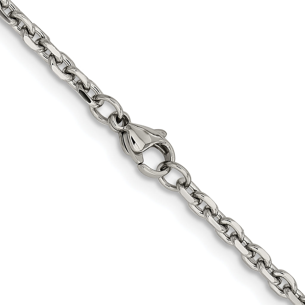 Stainless Steel Diamond-Cut Cable Chain Necklace 3.4mm