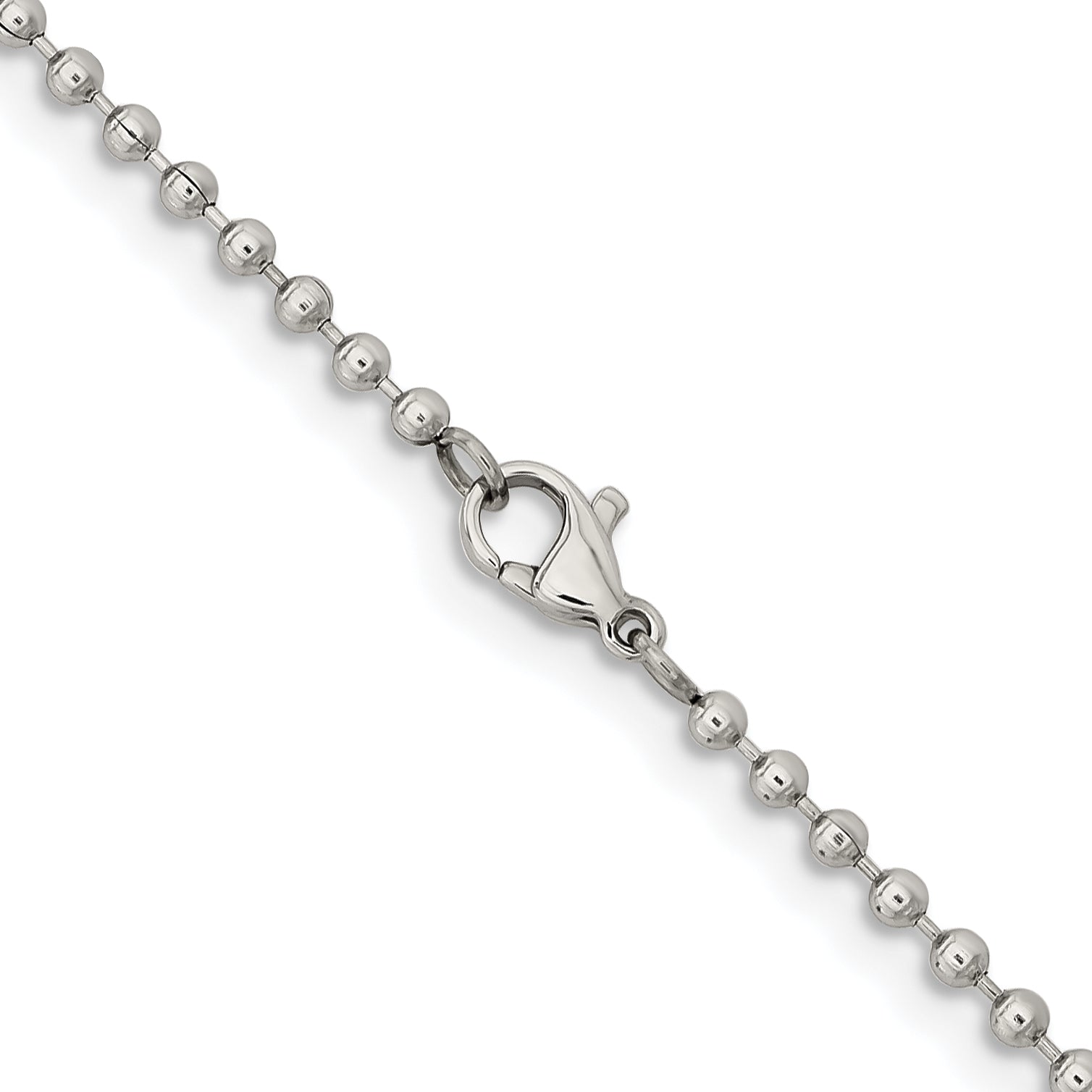 Stainless Steel Beaded Chain Necklace 2.4mm