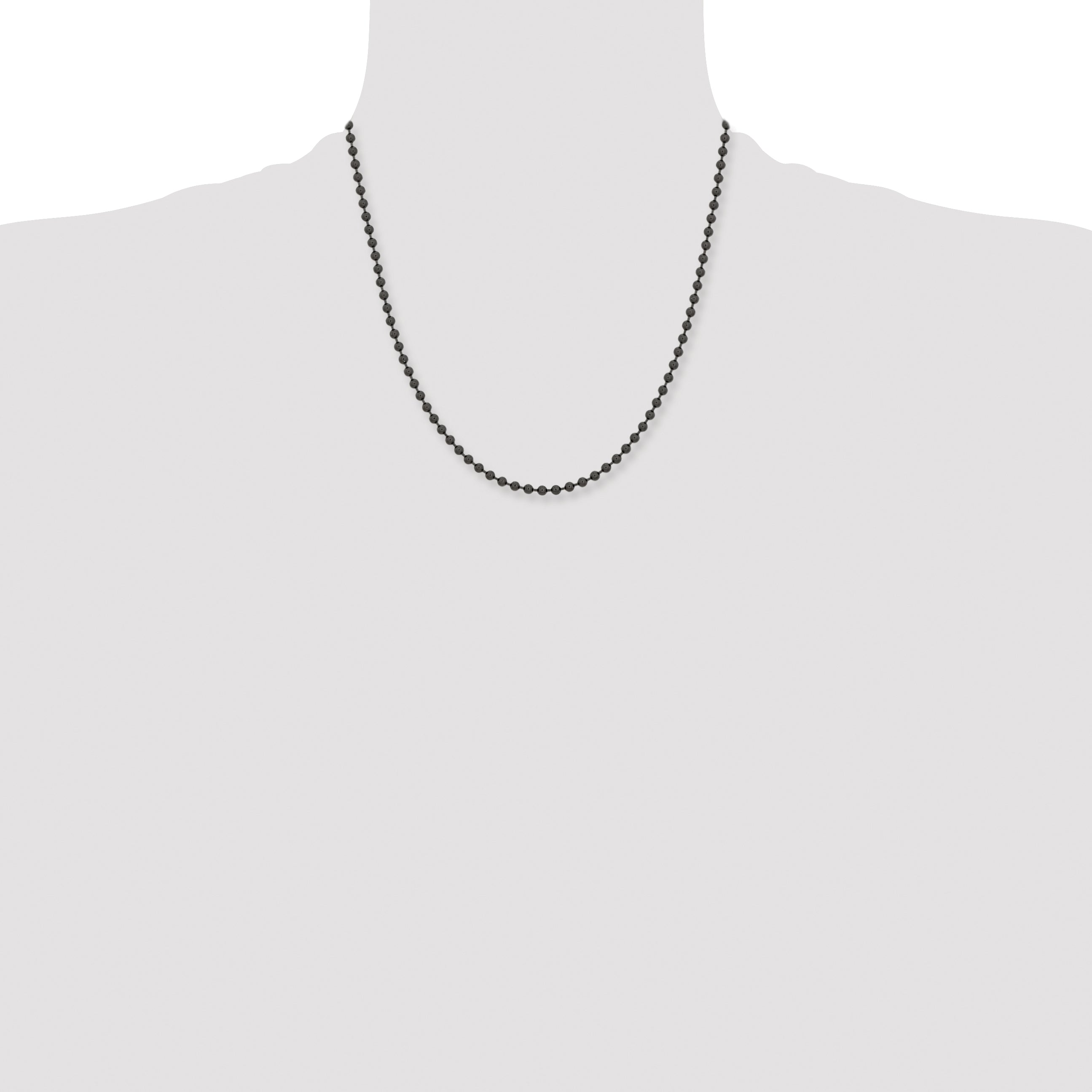 Chisel Stainless Steel Polished Black IP-plated 2.4mm 20 inch Ball Chain