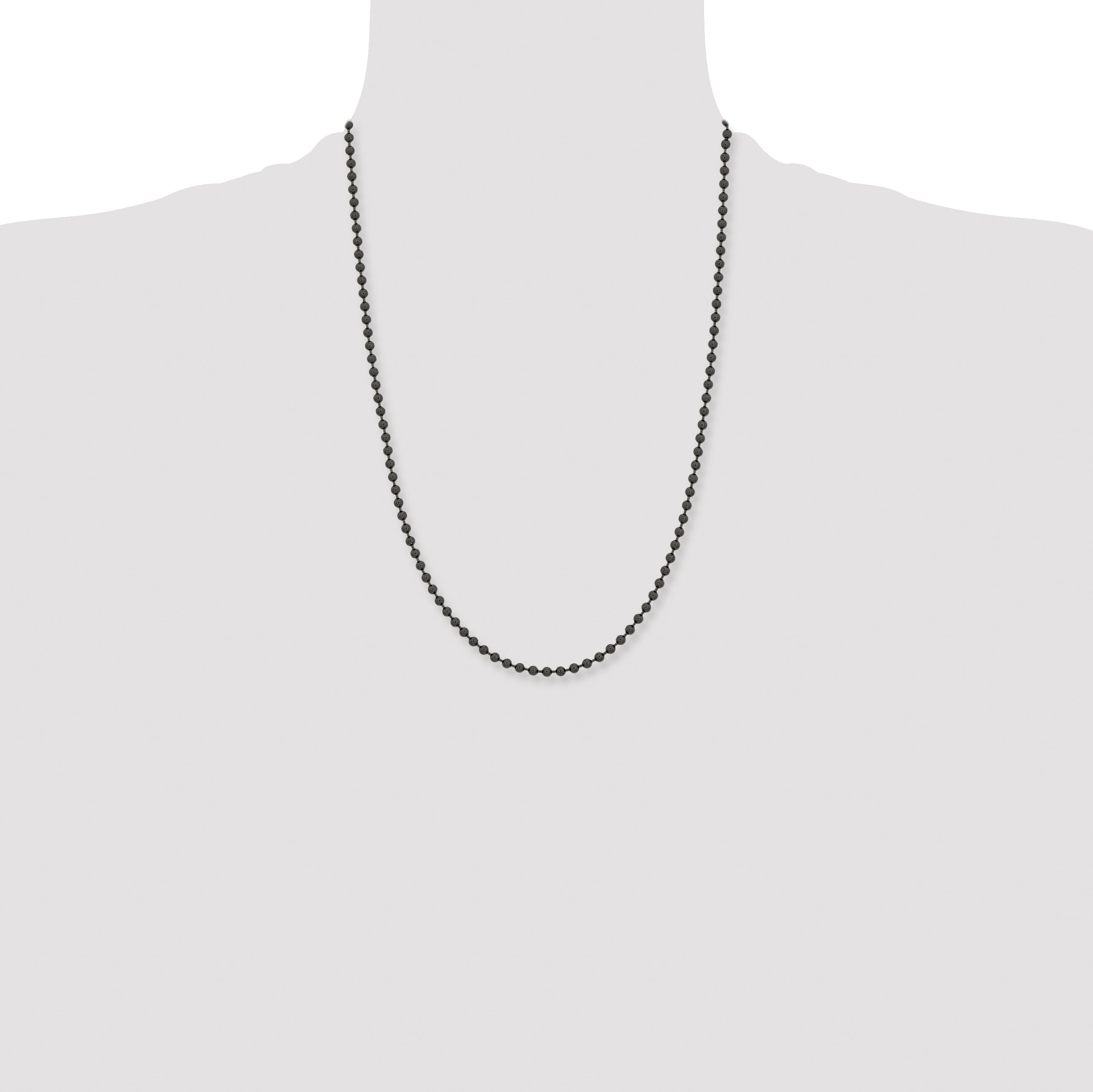 Chisel Stainless Steel Polished Black IP-plated 2.4mm Ball Chain