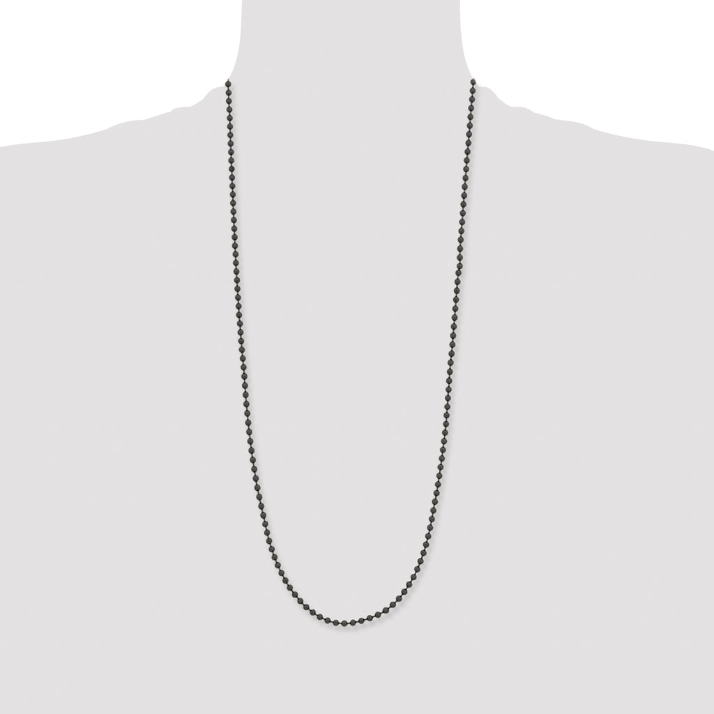 Chisel Stainless Steel Polished Black IP-plated 2.4mm Ball Chain