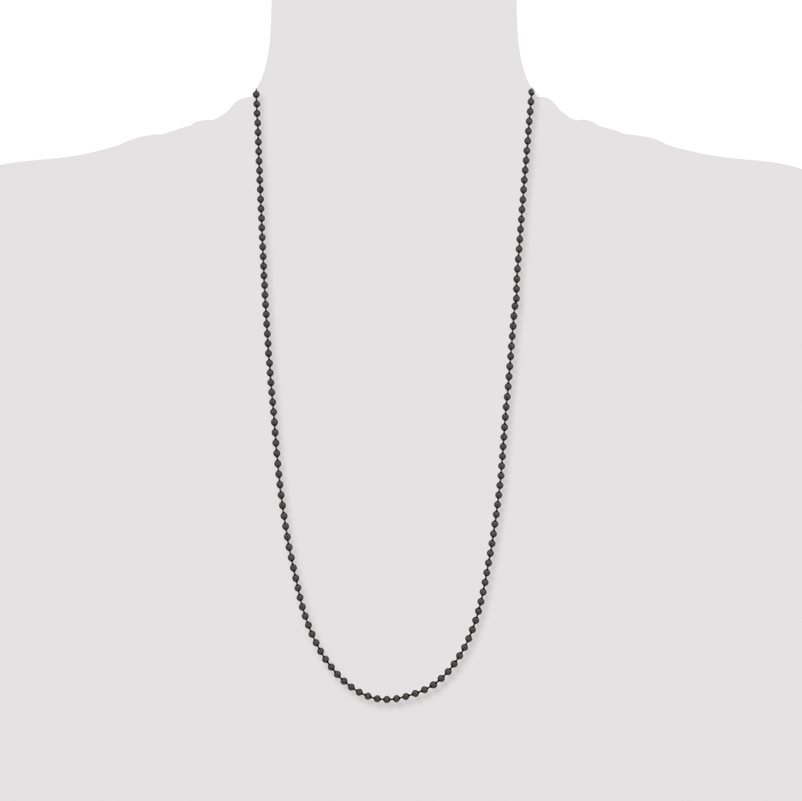 Chisel Stainless Steel Polished Black IP-plated 2.4mm Ball Chain