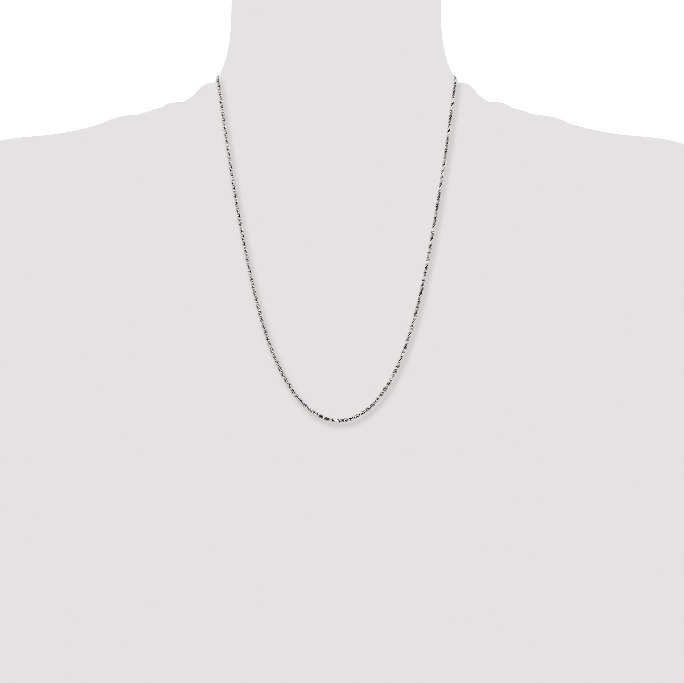 Chisel Stainless Steel Polished 2.4mm 24 inch Rope Chain