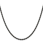 Chisel Stainless Steel Polished Black IP-plated 2.4mm Rope Chain