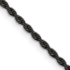 Polished Black Stainless Steel Rope Chain Necklace 2.4mm