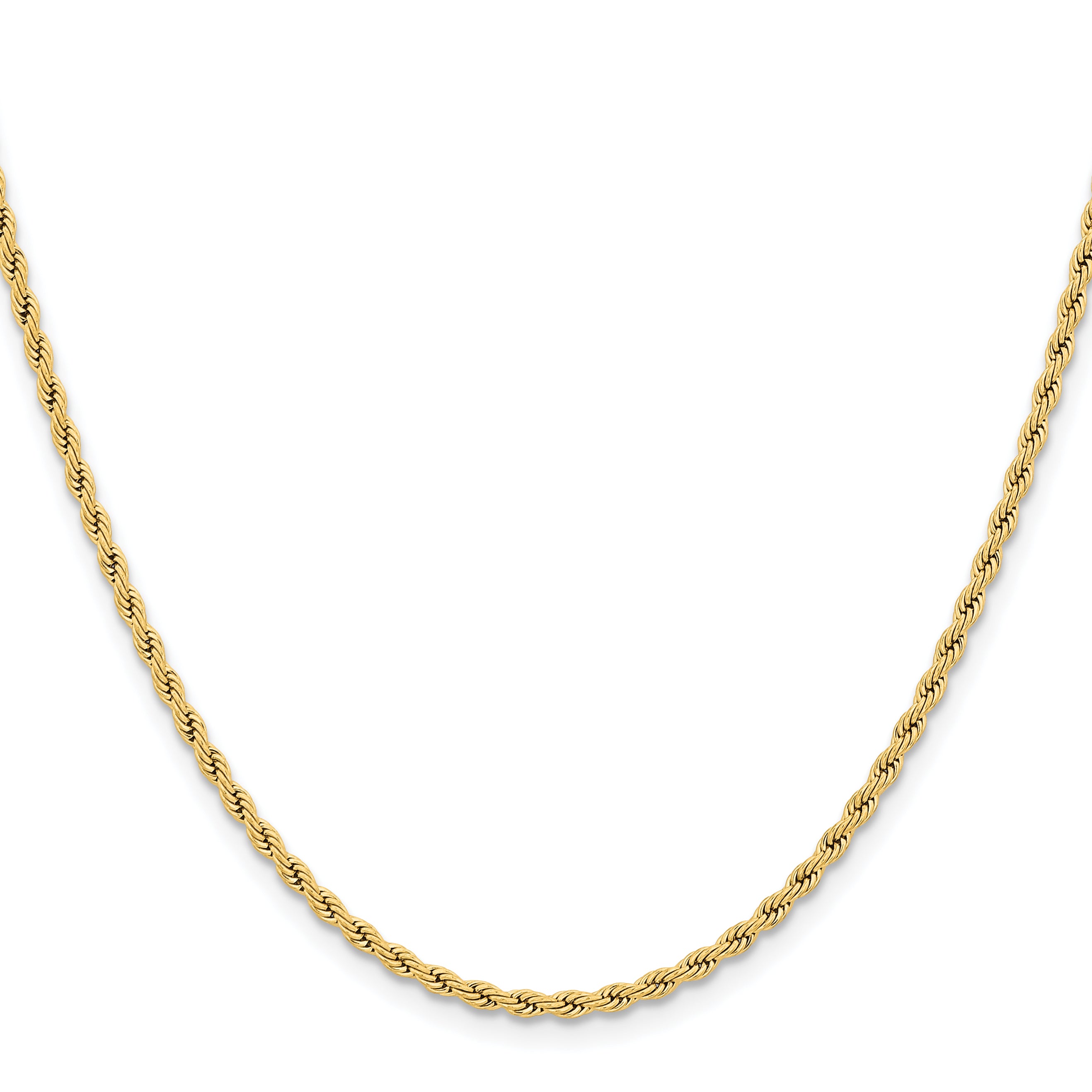 Polished Gold-Tone Stainless Steel Rope Chain Necklace 2.4mm