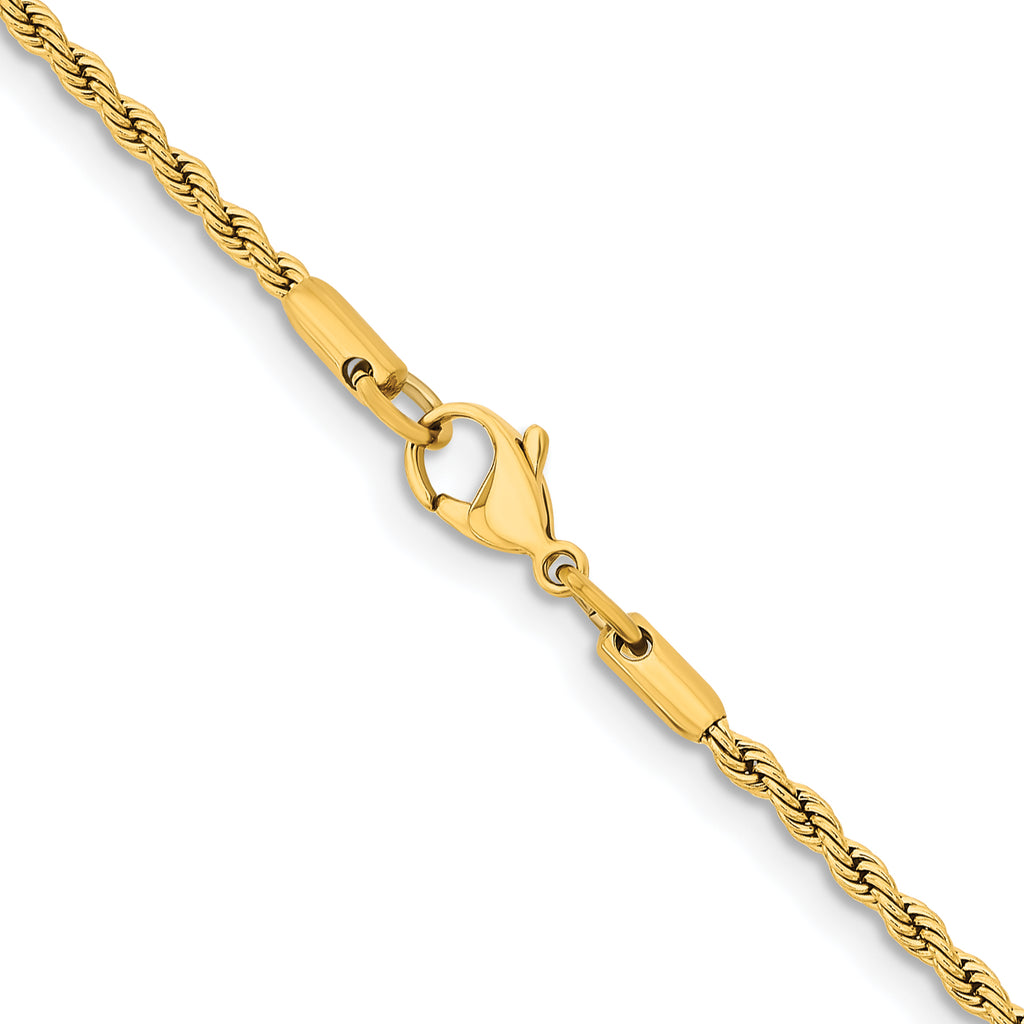 Chisel Stainless Steel Polished Yellow IP-plated 2.4mm Rope Chain