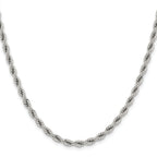 Polished Stainless Steel Rope Chain Necklace 4mm