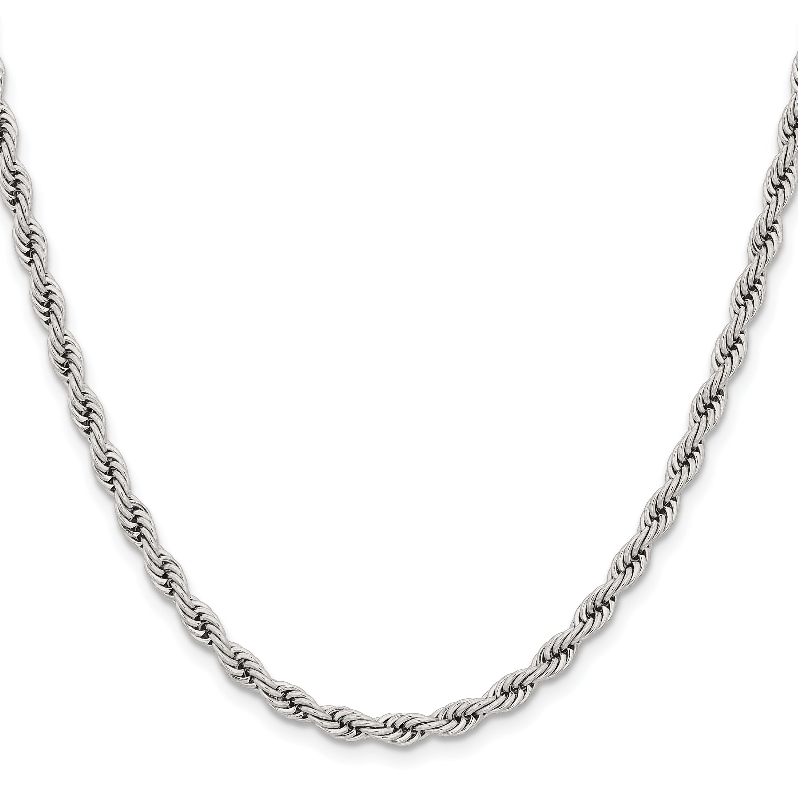 Polished Stainless Steel Rope Chain Necklace 4mm