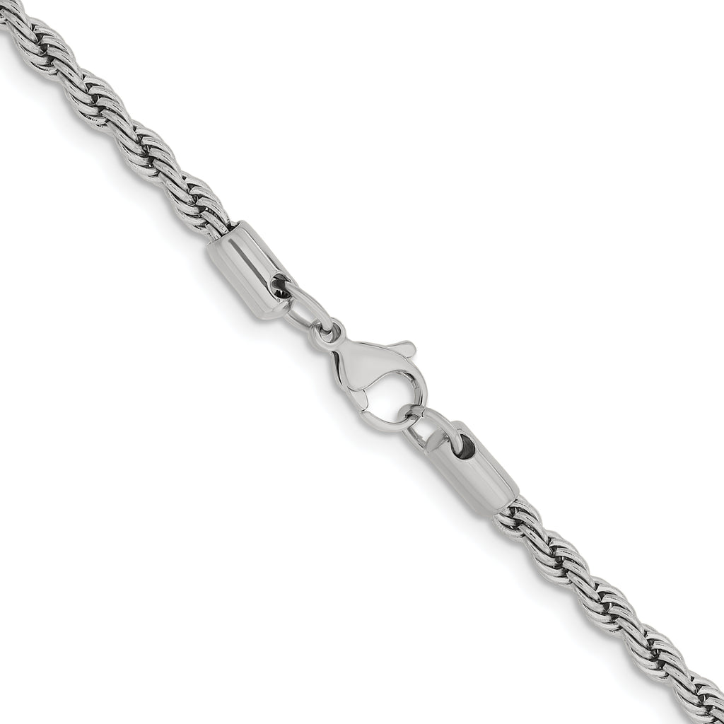 Polished Stainless Steel Rope Chain Necklace 4mm