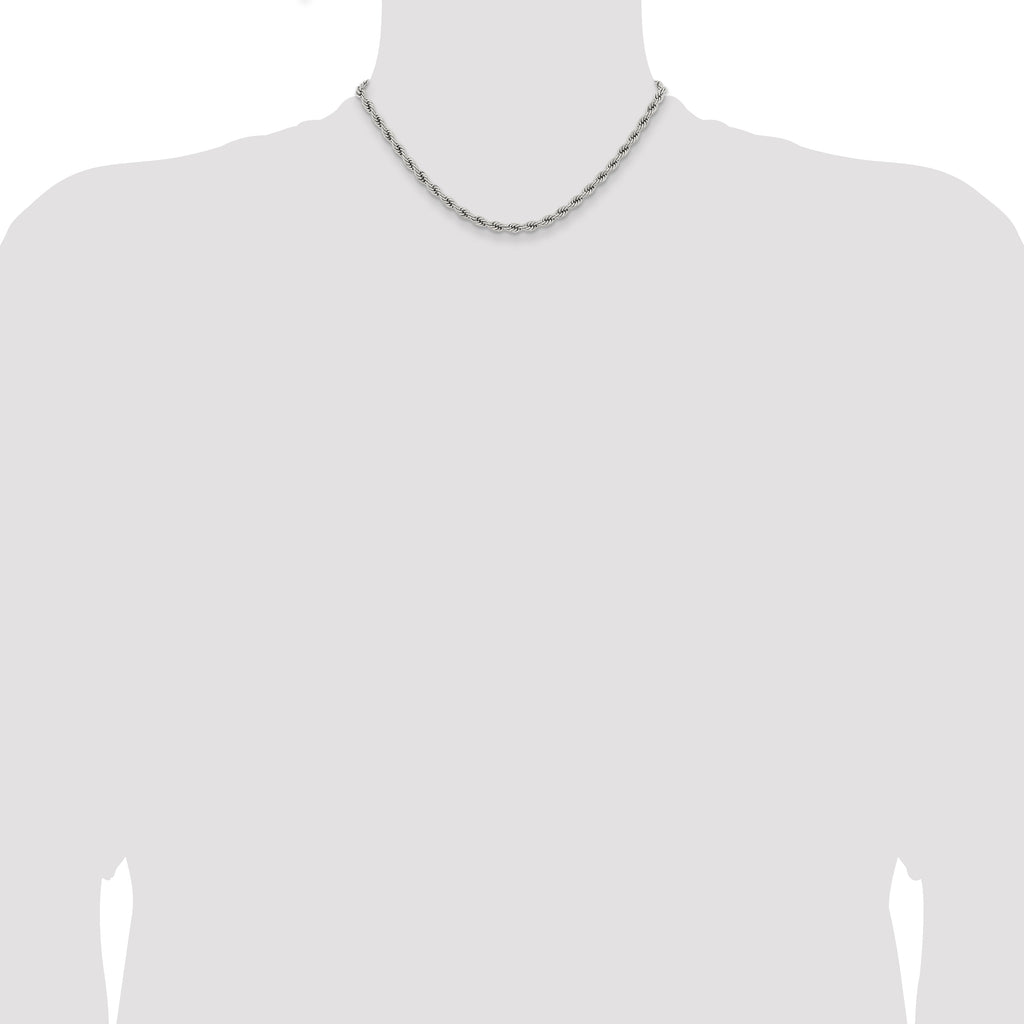 Polished Stainless Steel Rope Chain Necklace 4mm