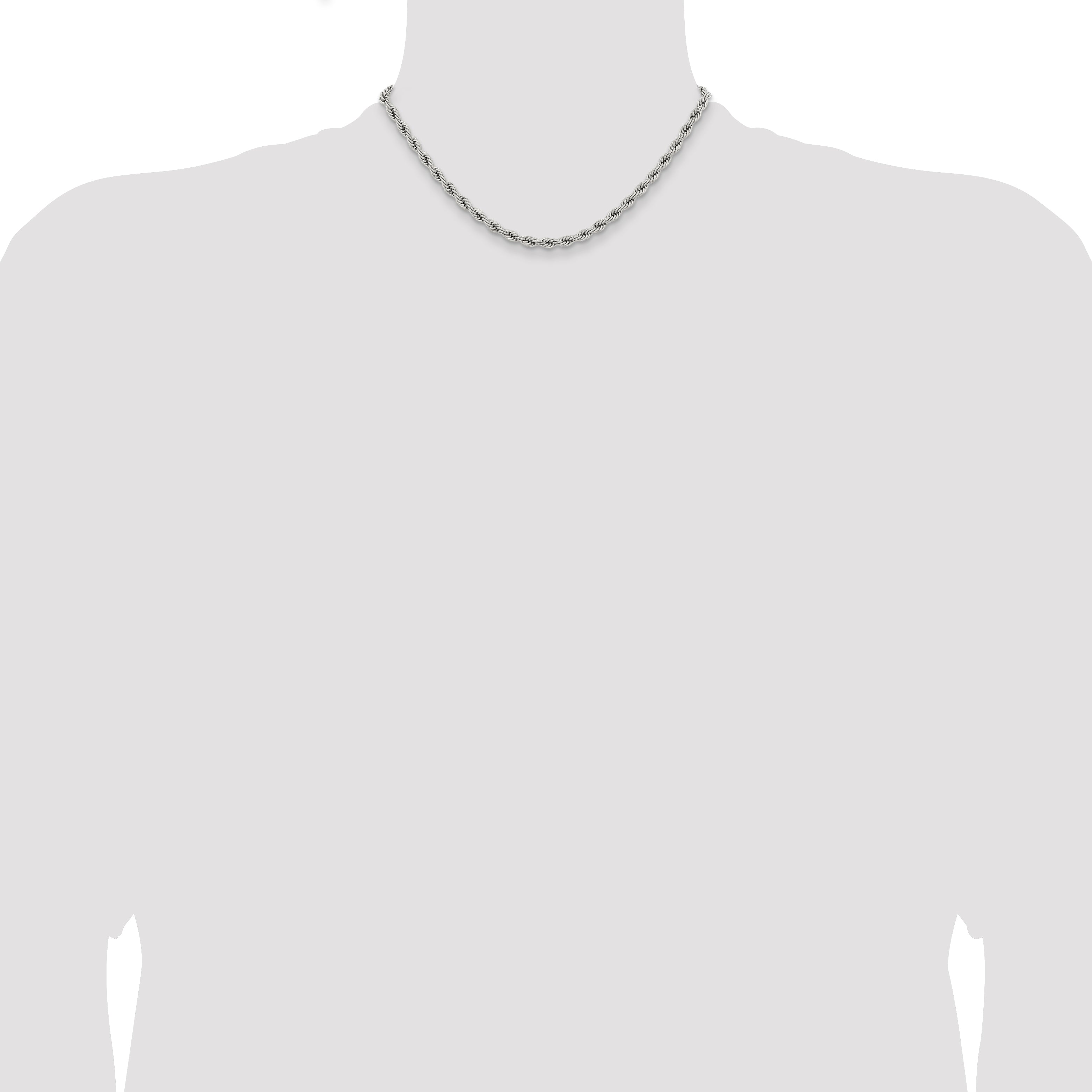 Polished Stainless Steel Rope Chain Necklace 4mm