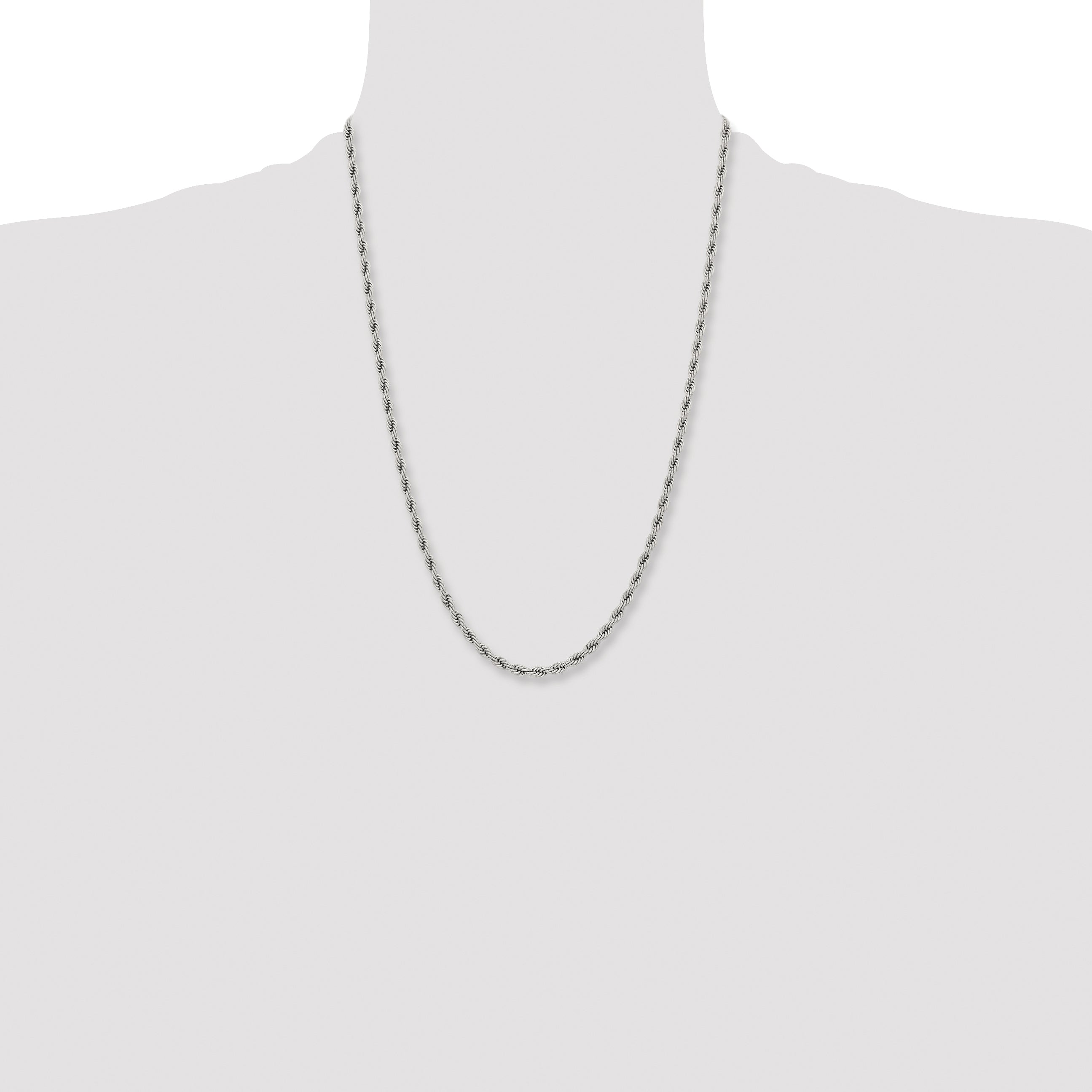 Chisel Stainless Steel Polished 4mm 24 inch Rope Chain