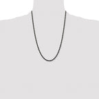 Chisel Stainless Steel Polished Black IP-plated 4mm Rope Chain