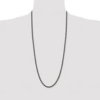 Chisel Stainless Steel Polished Black IP-plated 4mm Rope Chain