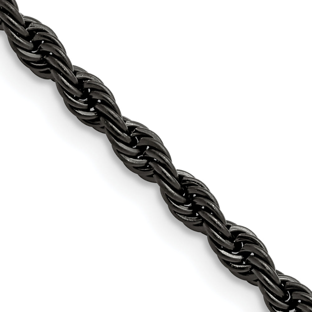 Polished Black Stainless Steel Rope Chain Necklace 4mm Main image