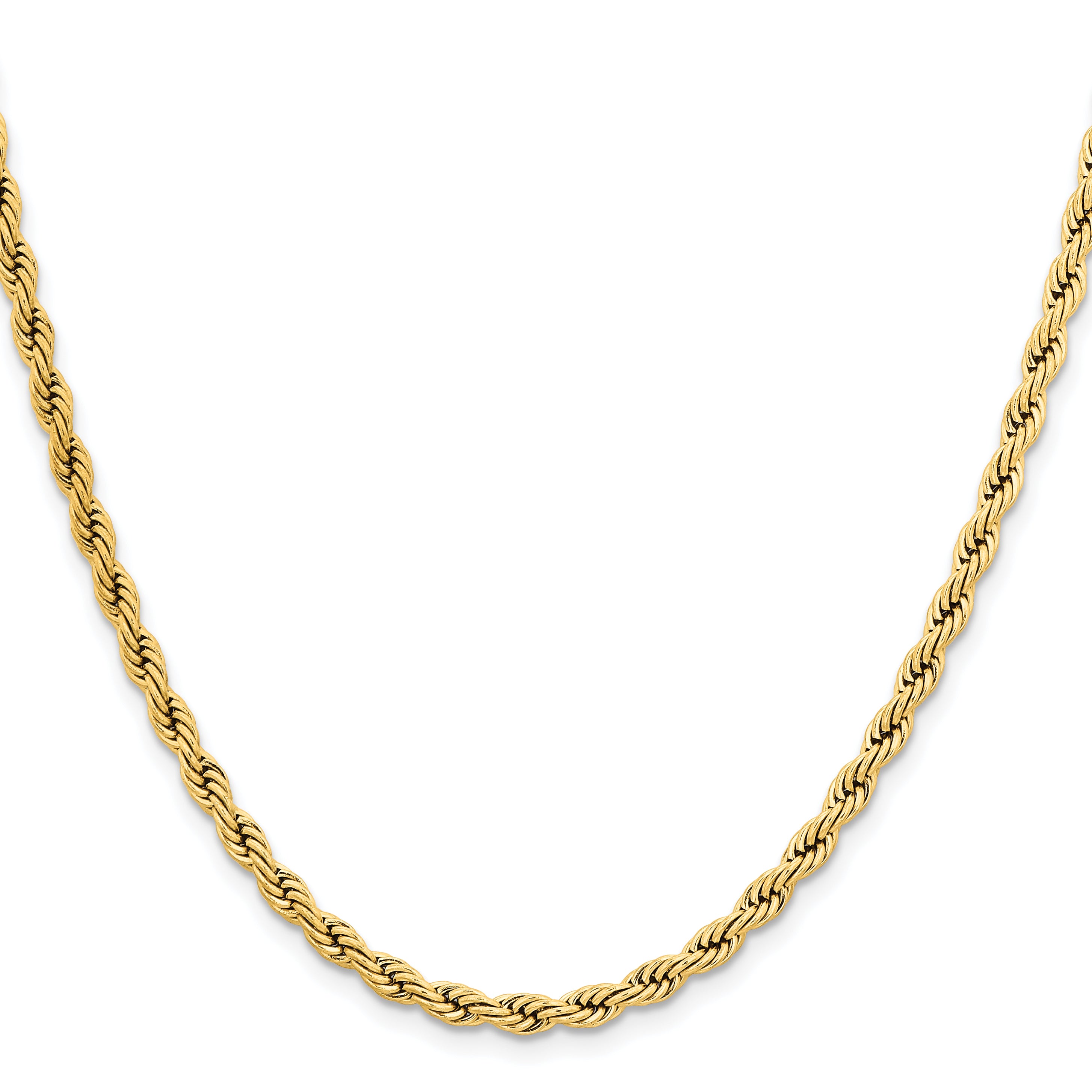 Chisel Stainless Steel Polished Yellow IP-plated 4mm 24 inch Rope Chain