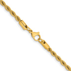Polished Gold-Tone Stainless Steel Rope Chain Necklace 4mm