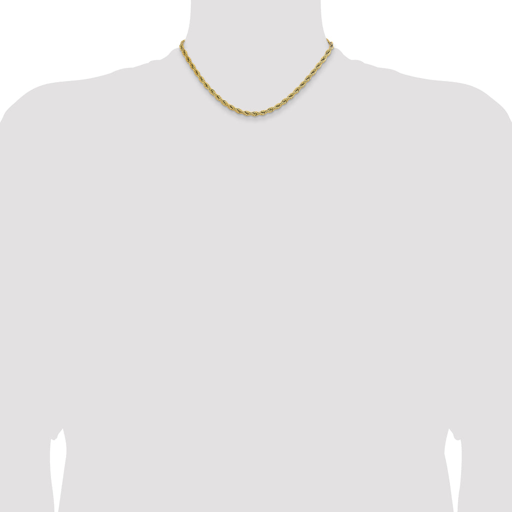 Polished Gold-Tone Stainless Steel Rope Chain Necklace 4mm