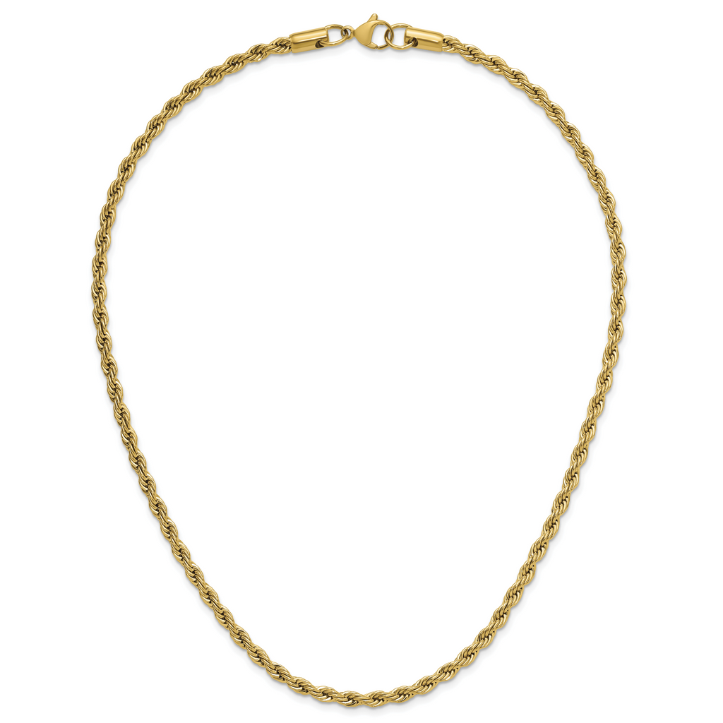 Chisel Stainless Steel Polished Yellow IP-plated 4mm Rope Chain
