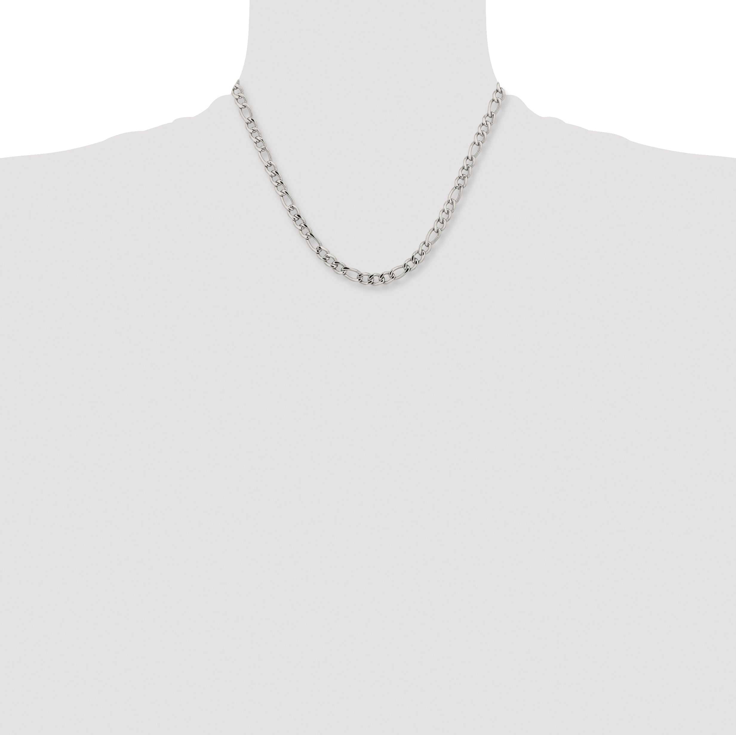 Men's Stainless Steel Figaro Chain Necklace 5.3mm