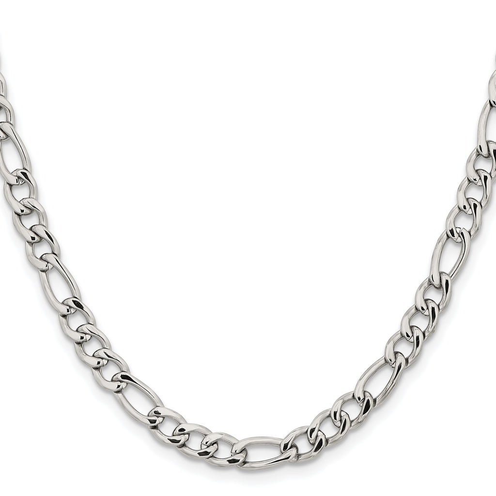 Men's Stainless Steel Figaro Chain Necklace 6.3mm