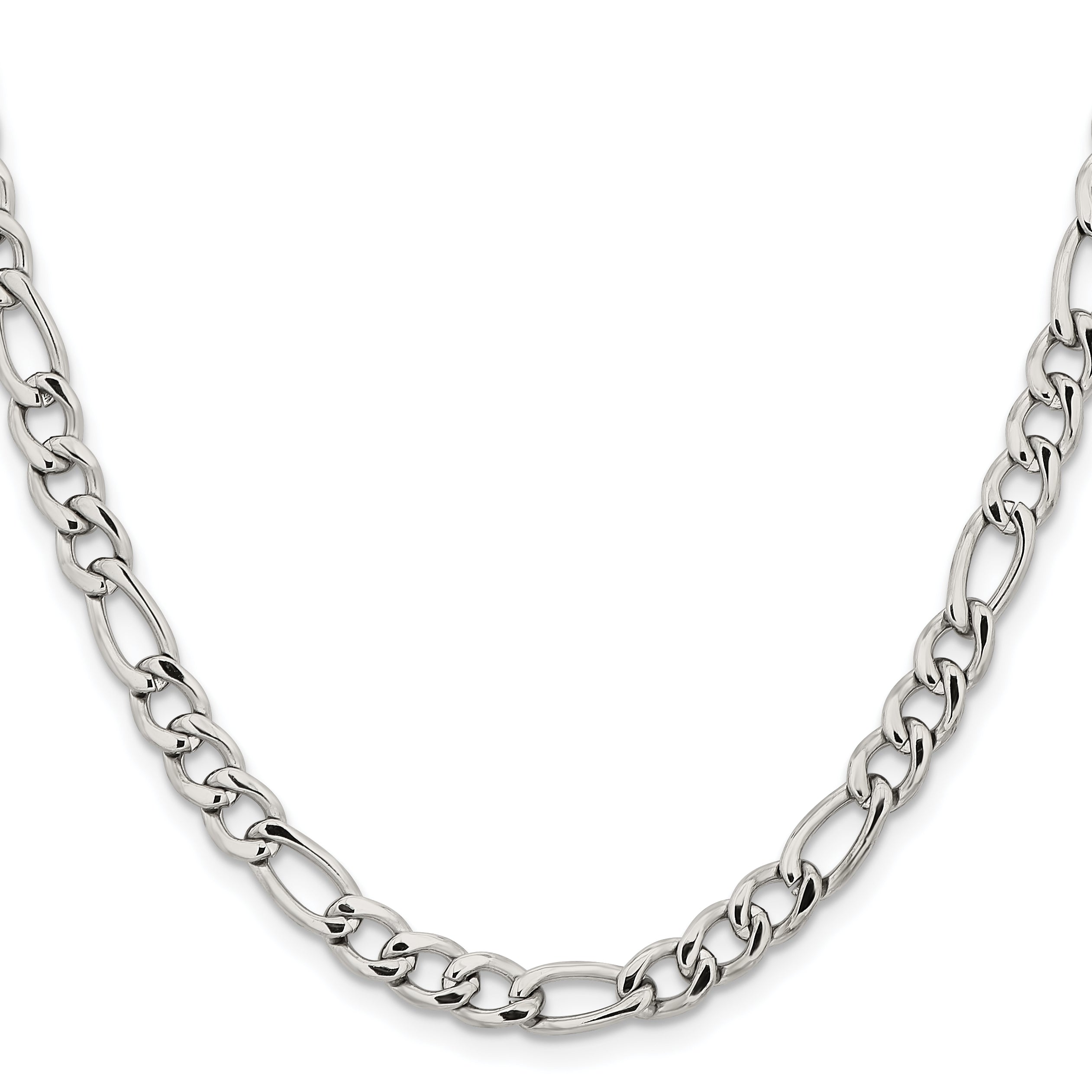 Men's Stainless Steel Figaro Chain Necklace 6.3mm