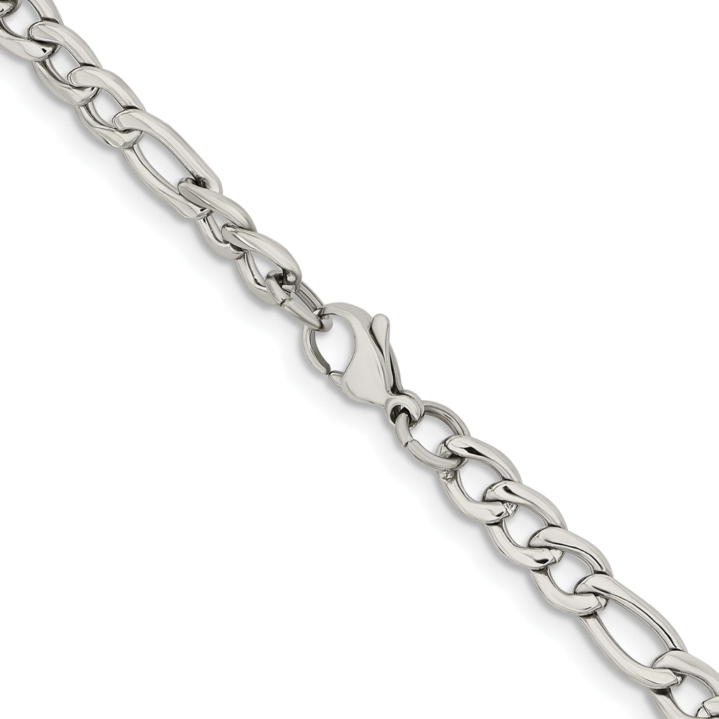 Chisel Stainless Steel Polished 6.3mm Figaro Chain